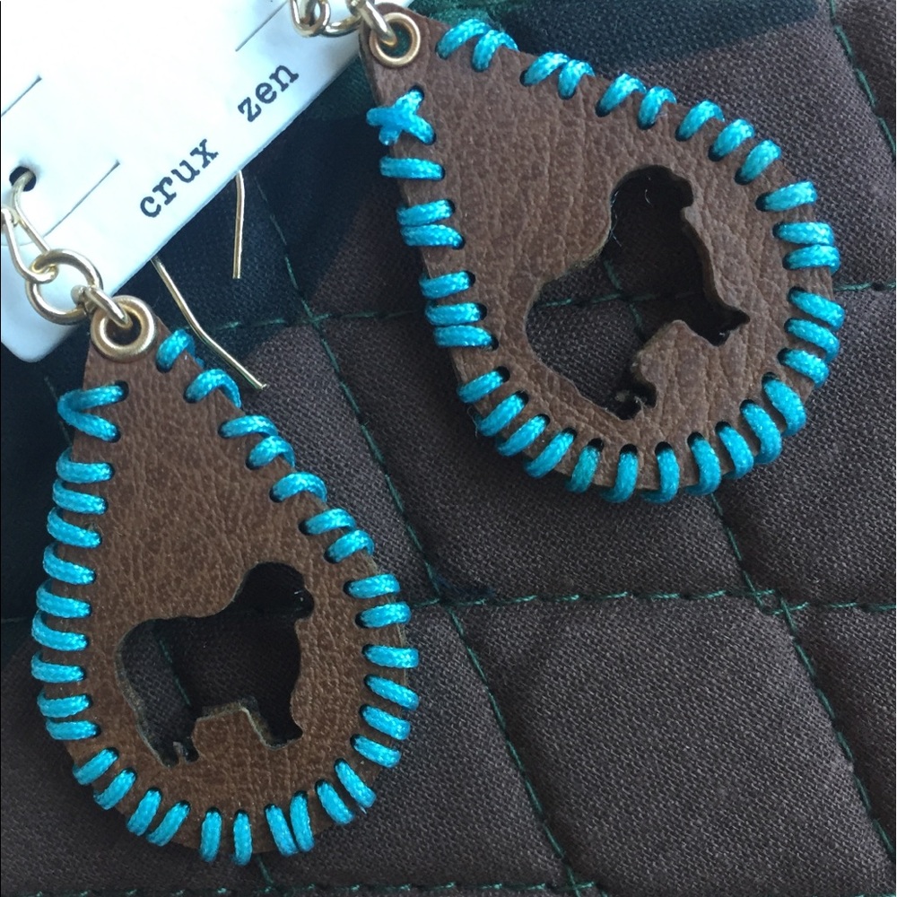 Leather sheep drop earrings